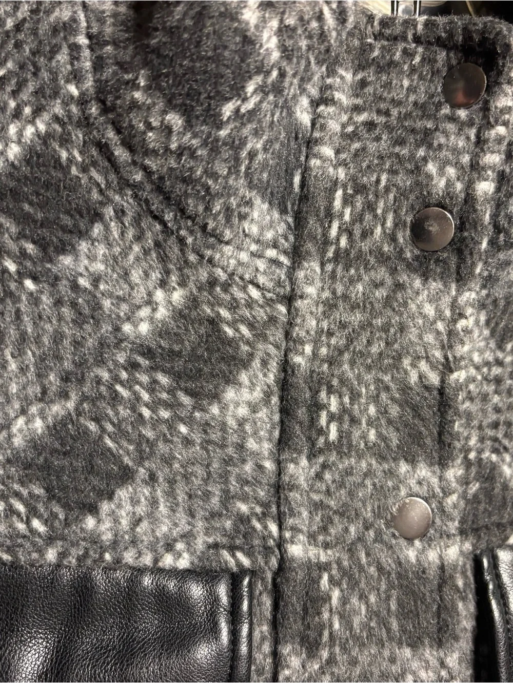bagatelle Gray Plaid Bomber Jacket with Black Trim